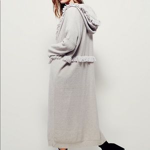 Free People fringed hooded duster open cardigan